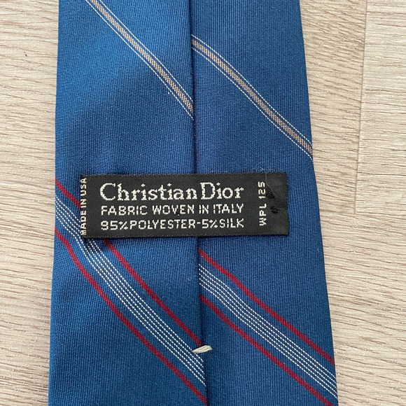 Vintage Christian Dior Tie Striped Navy - Picture 5 of 6